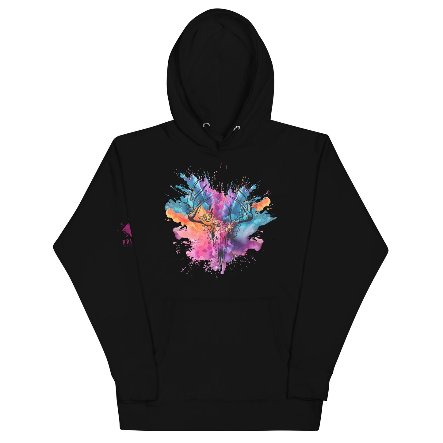 Colour Splash Stag Skull Hoodie