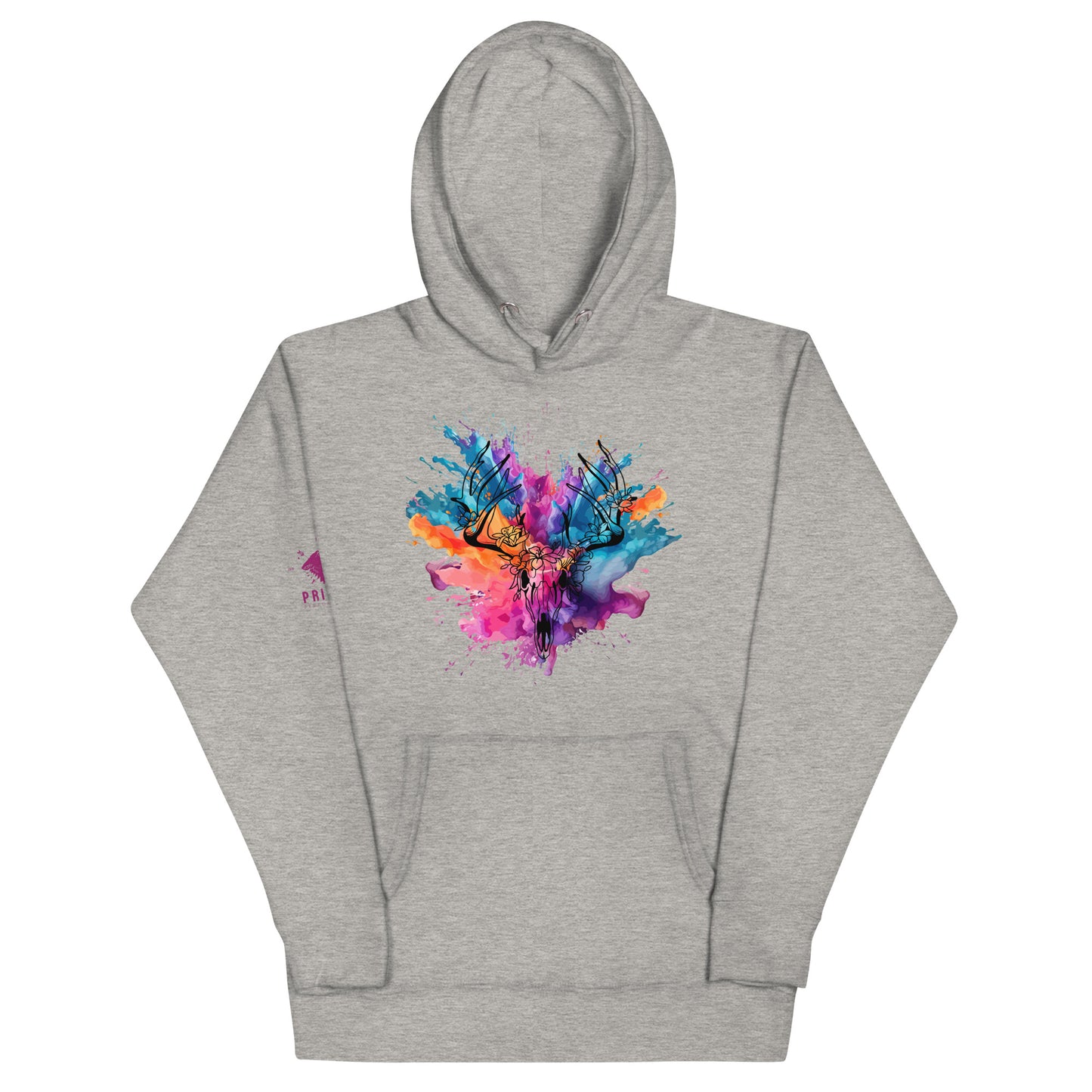 Colour Splash Stag Skull Hoodie