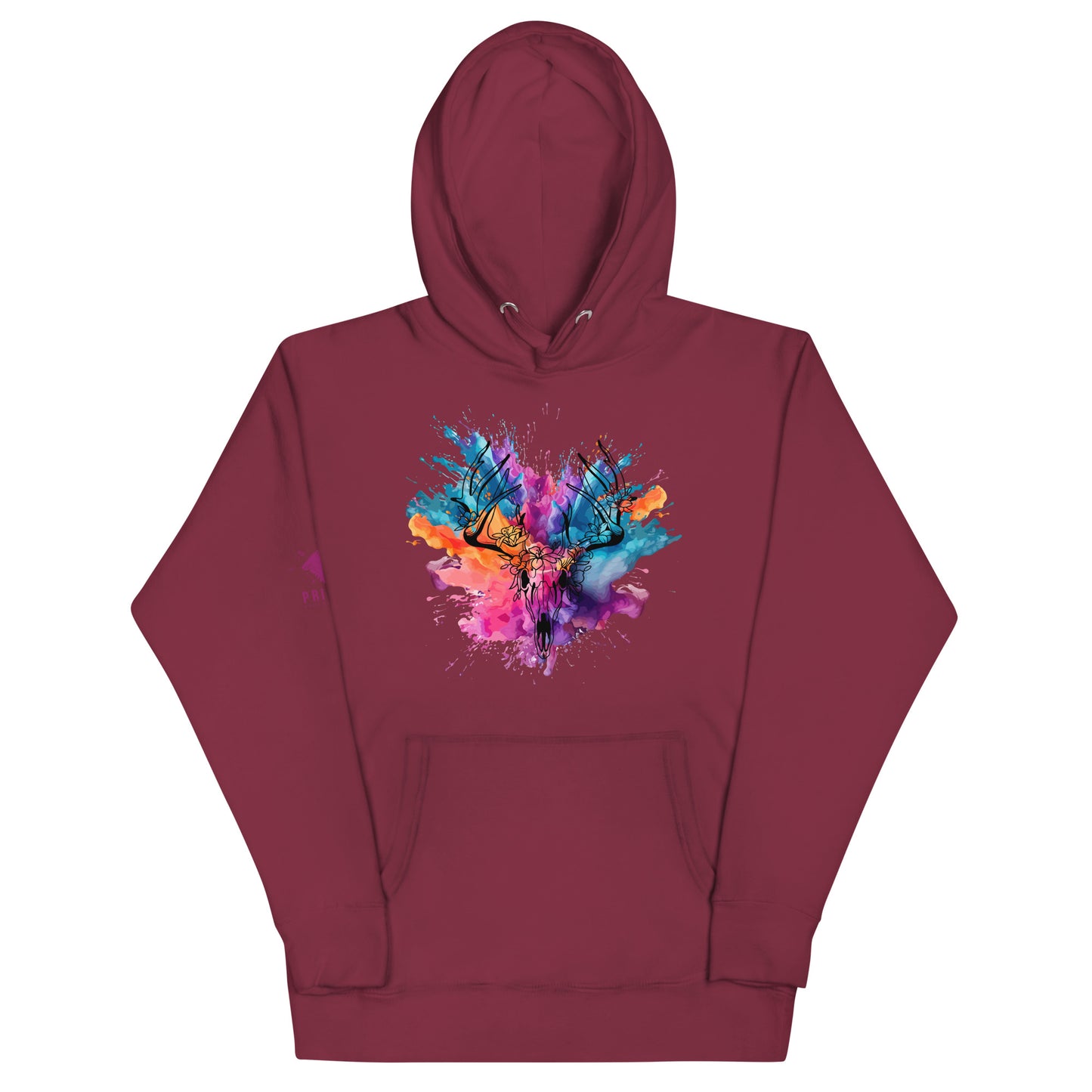 Colour Splash Stag Skull Hoodie