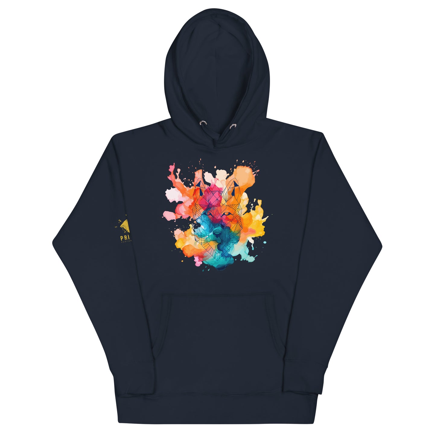 Colour Splash Geometric Wolf Hoodie