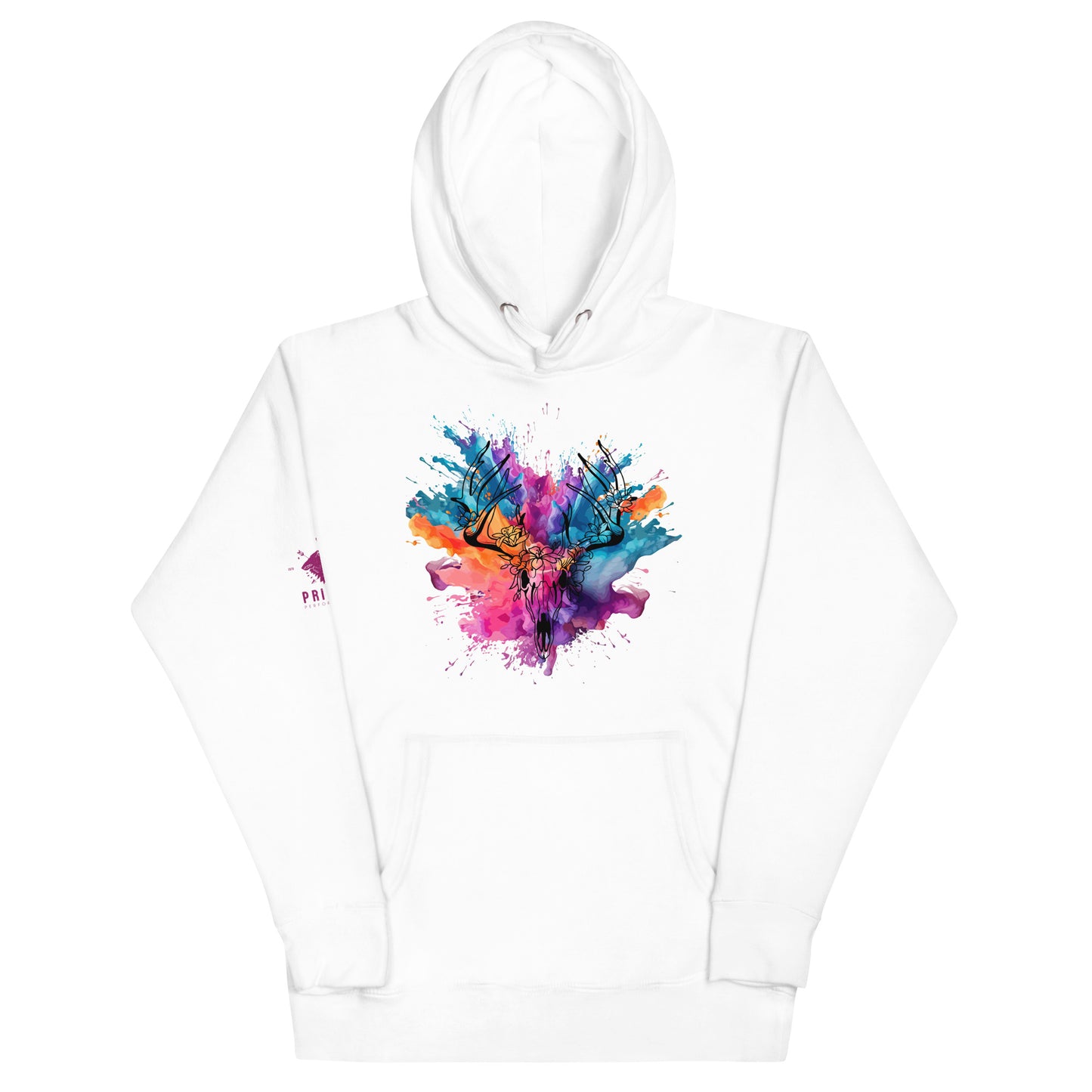 Colour Splash Stag Skull Hoodie