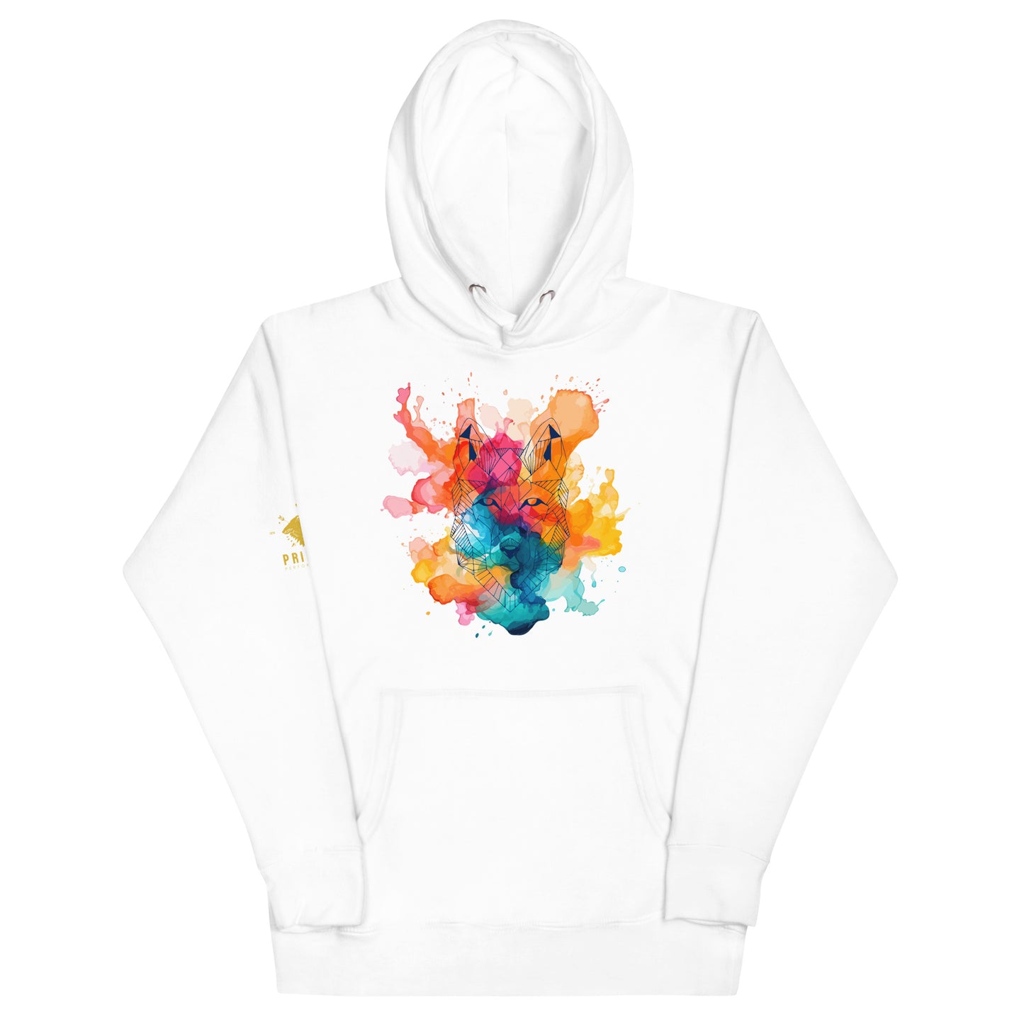 Colour Splash Geometric Wolf Hoodie