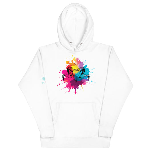 Colour Splash Ram Skull Hoodie