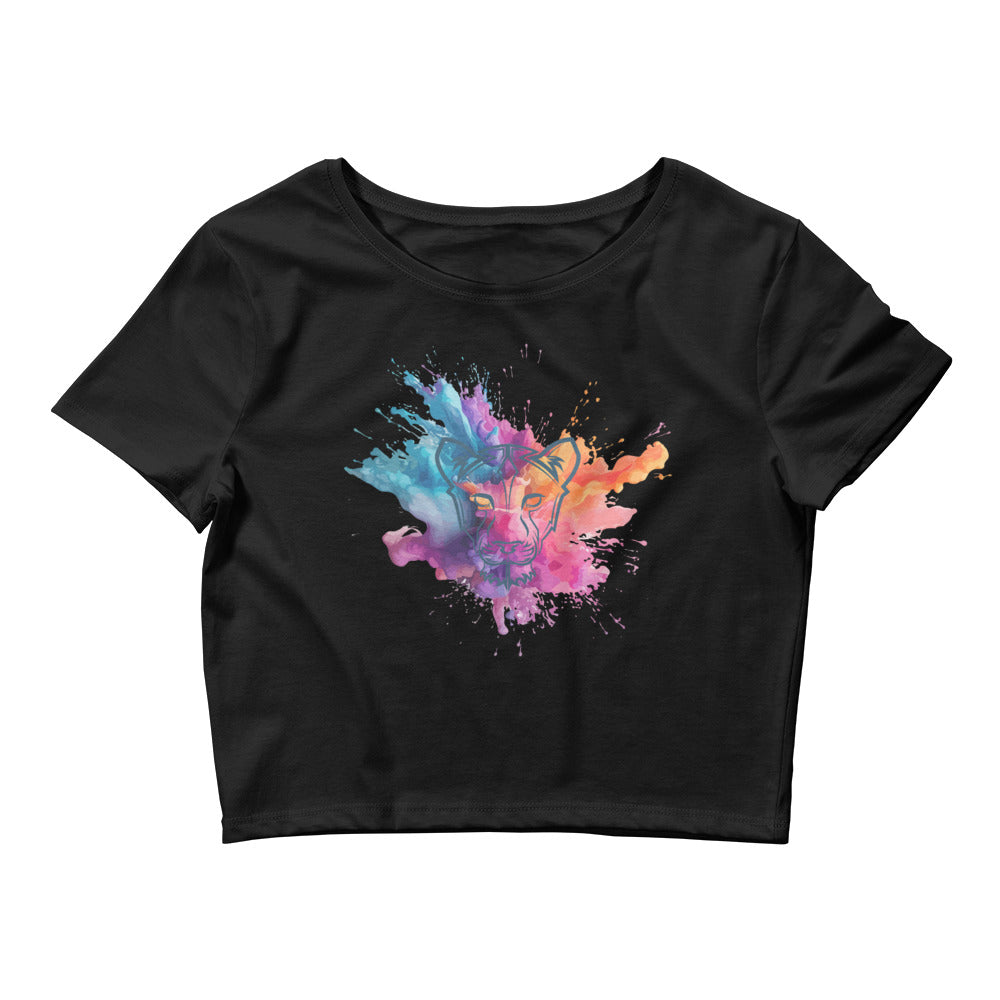 Colour Splash Geometric Lioness Women’s Crop Tee