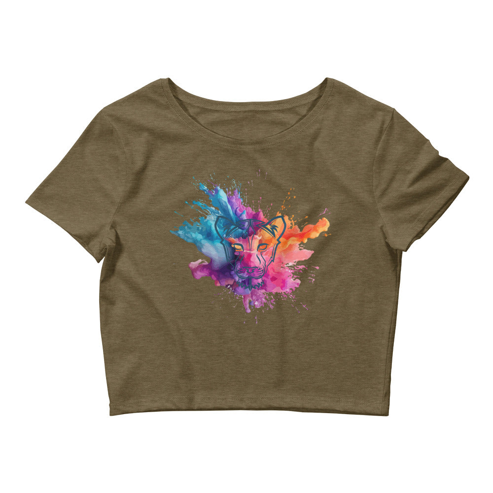 Colour Splash Geometric Lioness Women’s Crop Tee