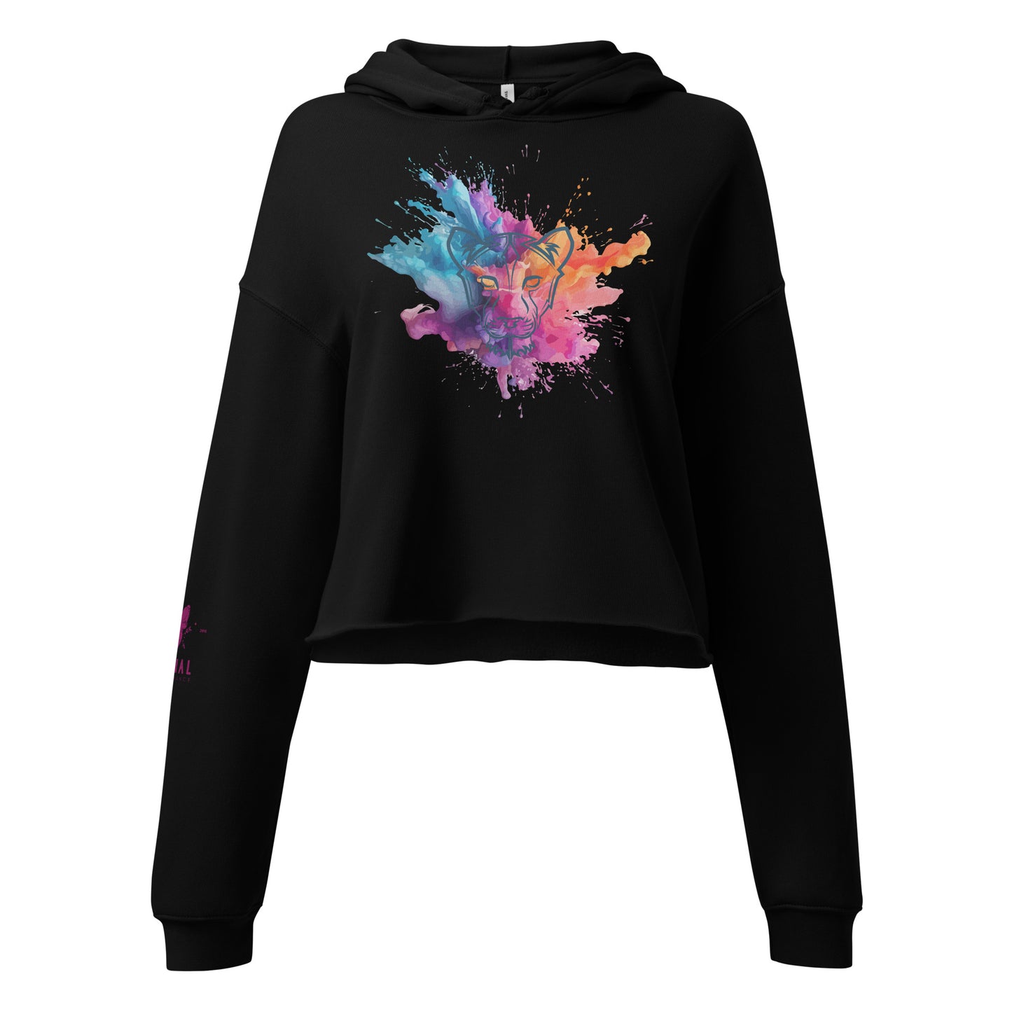 Colour Splash Geometric Lioness Crop Hoodie