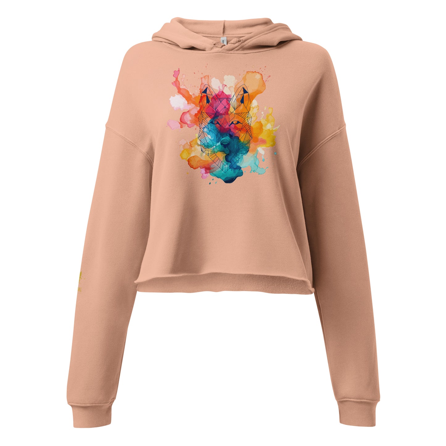 Colour Splash Geometric Wolf Crop Hoodie