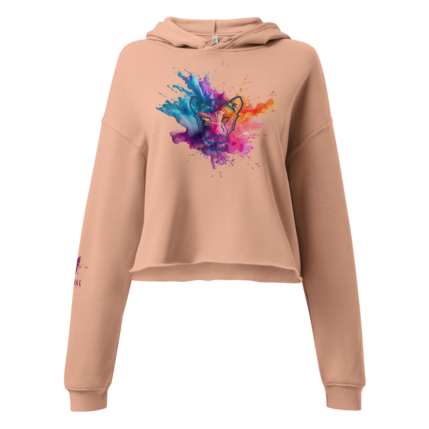 Colour Splash Geometric Lioness Crop Hoodie