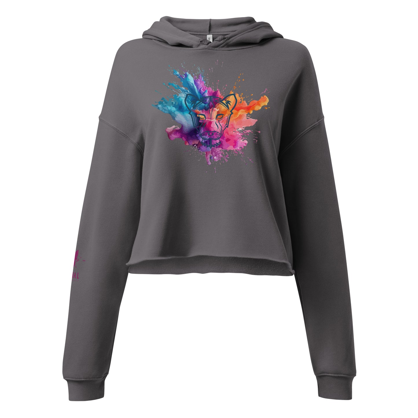 Colour Splash Geometric Lioness Crop Hoodie