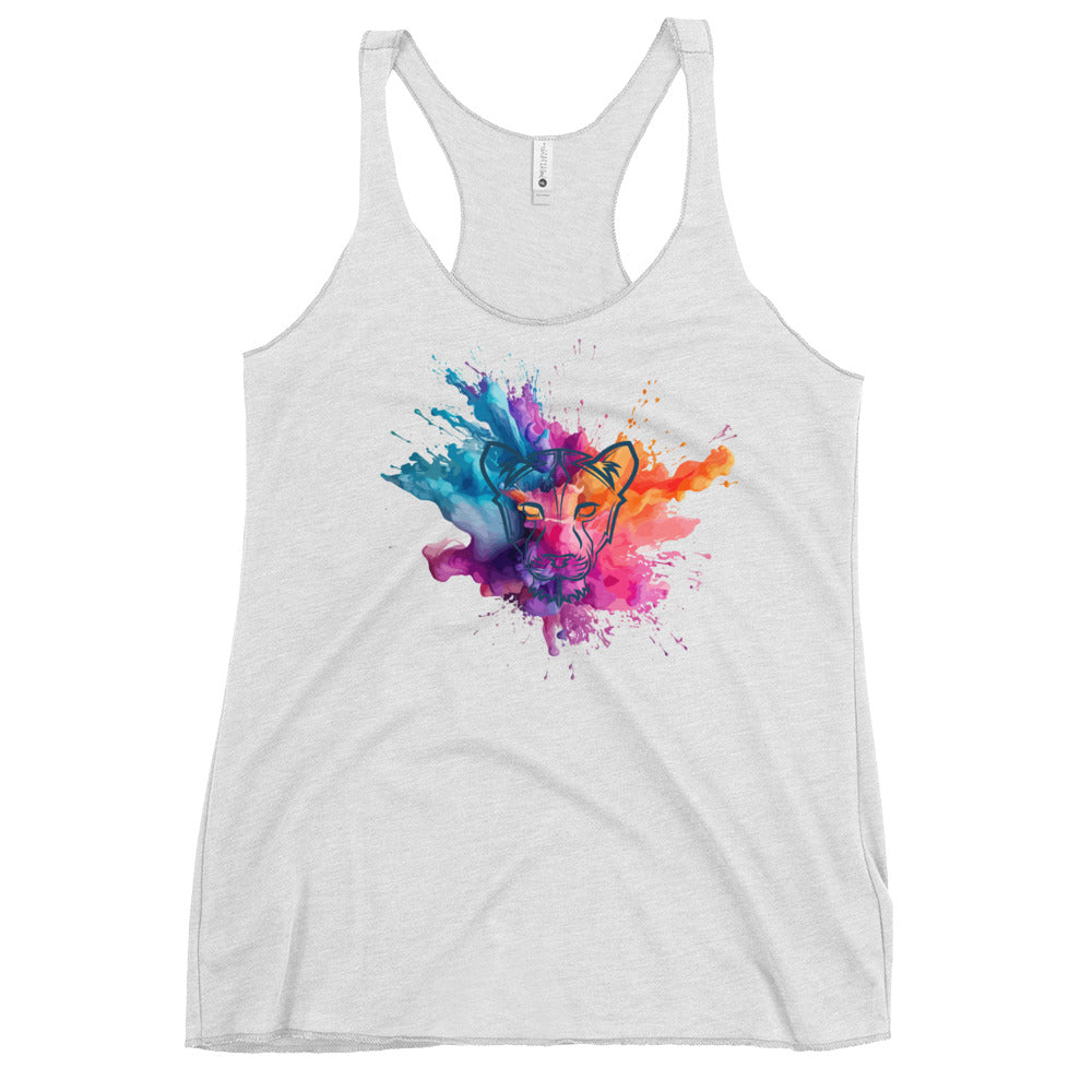 Colour Splash Geometric Lioness Racerback Tank