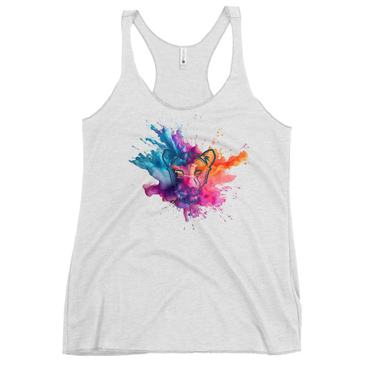 Colour Splash Geometric Lioness Racerback Tank