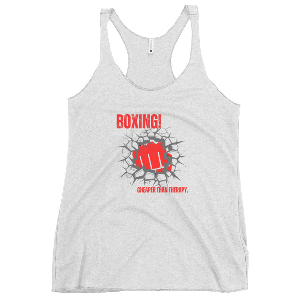 'Boxing - Cheaper Than Therapy' Women's Racerback Tank