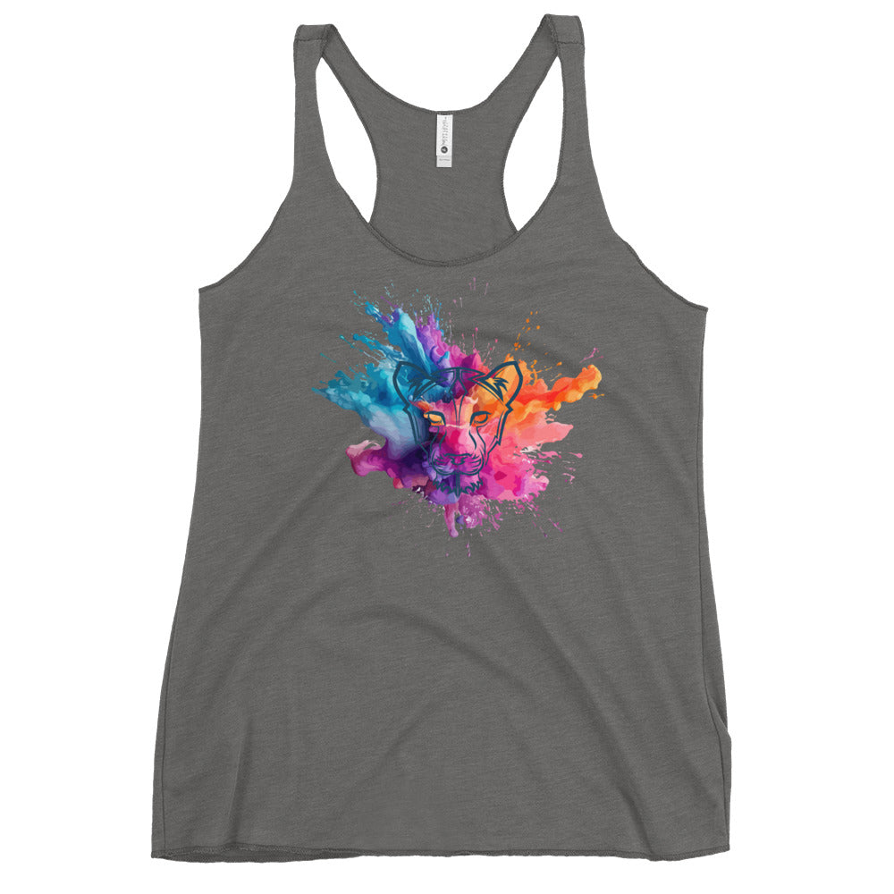 Colour Splash Geometric Lioness Racerback Tank