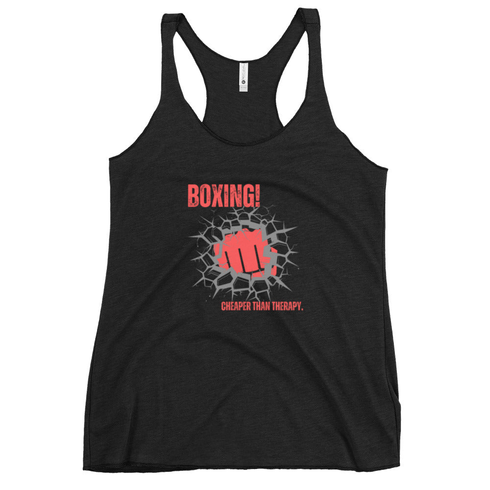 'Boxing - Cheaper Than Therapy' Women's Racerback Tank