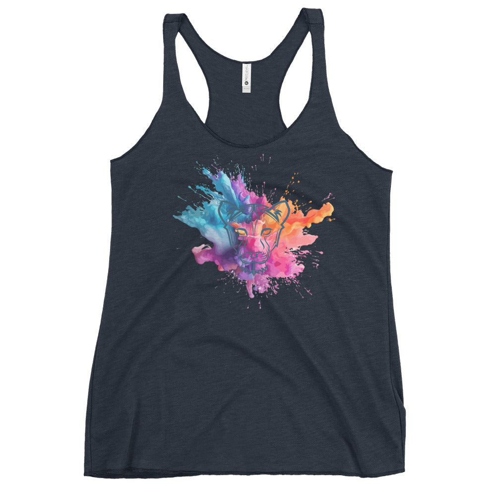 Colour Splash Geometric Lioness Racerback Tank